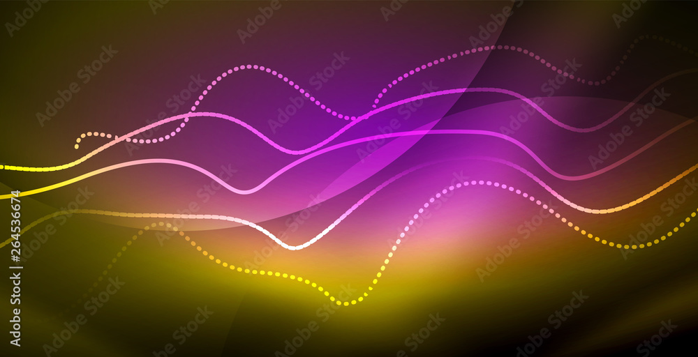 Glowing abstract wave on dark, shiny motion, magic space light. Techno abstract background Glowing abstract wave on dark, shiny motion, magic space light. Techno abstract background