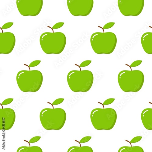 Vector seamless pattern illustration with apples on white background.
