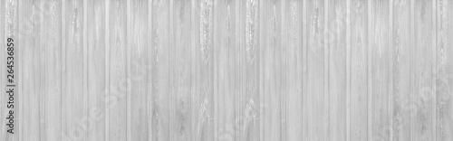 Panorama of white wood wall texture and background