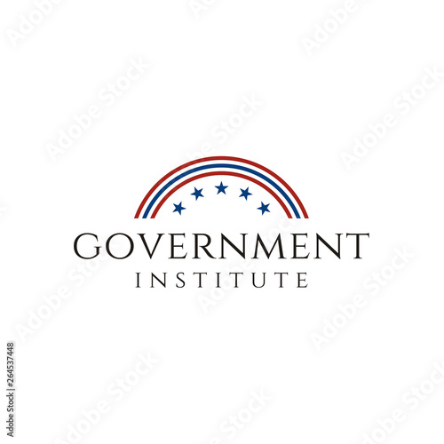 Circular Ribbon USA United States America American Flag and Stars logo design