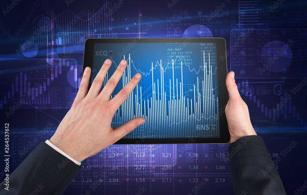First person hand using tablet and checking financial report on cloud computing system
First person hand using tablet and checking financial report on cloud computing system
