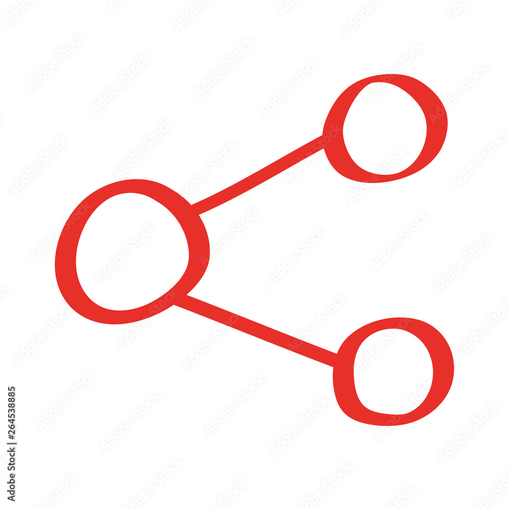 Handgezeichnetes Teilen-Symbol in rot