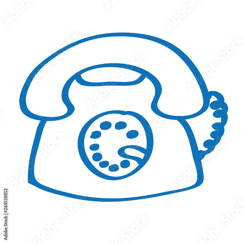 Handgezeichnetes Telefon in dunkelblau