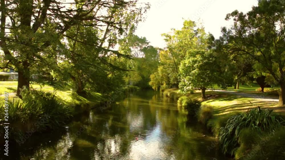 river in the park,botanic gardens, christchurch new zealand