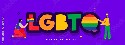 LGBTQ community banner design with illustration of Gay couple.