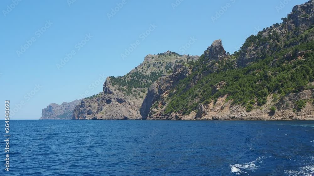 Views of the sea and the mountains while sailing with the ship between the Port of Sa Calobra and the port of Soller Views of the sea and the mountains while sailing with the ship between the Port of Sa Calobra and the port of Soller