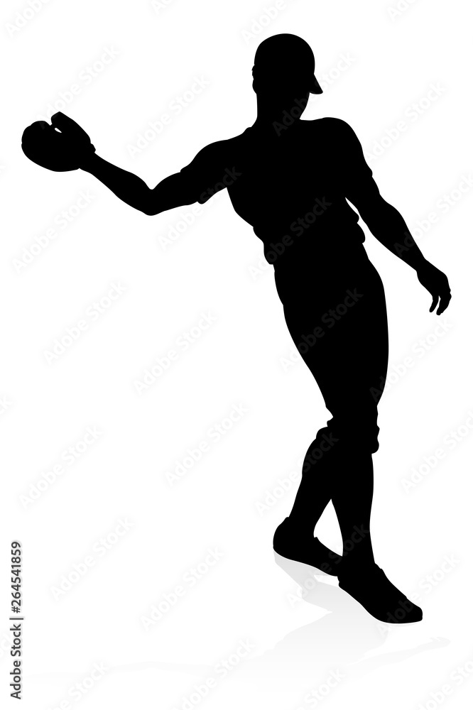 Obraz premium Baseball player in sports pose detailed silhouette