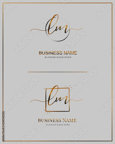 Initial L M LM handwriting logo vector. Letter handwritten logo template.