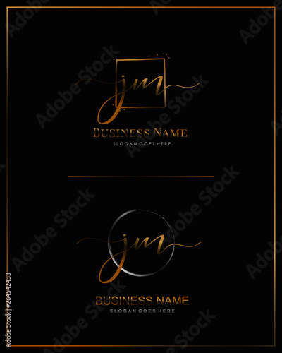 Initial J M JM handwriting logo vector. Letter handwritten logo template.