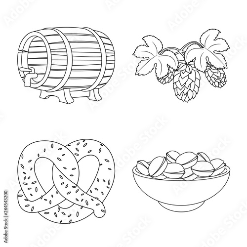 Isolated object of pub and bar logo. Set of pub and interior stock symbol for web.