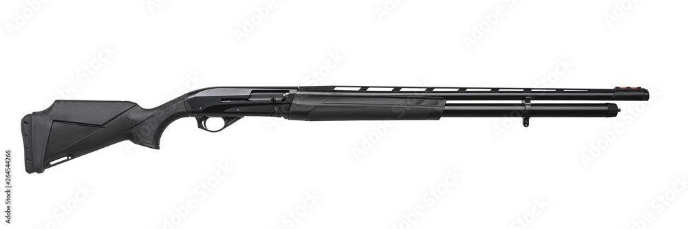 modern black shotgun isolated on white modern black shotgun isolated on white