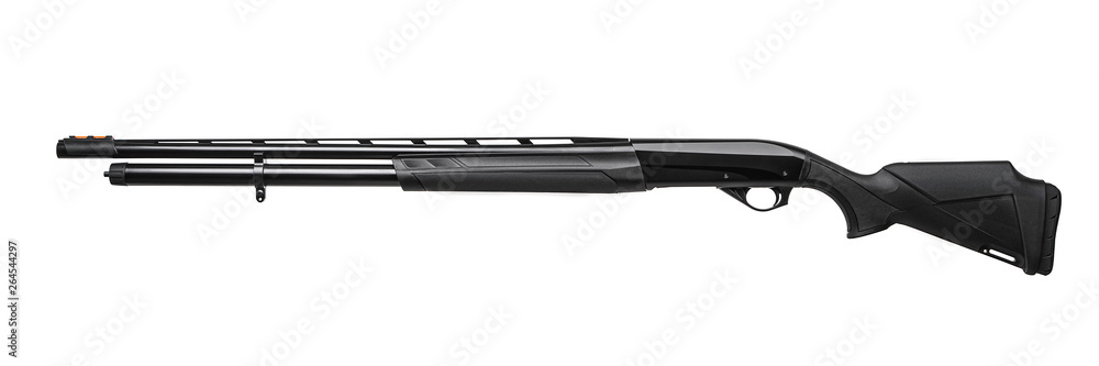 modern black shotgun isolated on white modern black shotgun isolated on white
