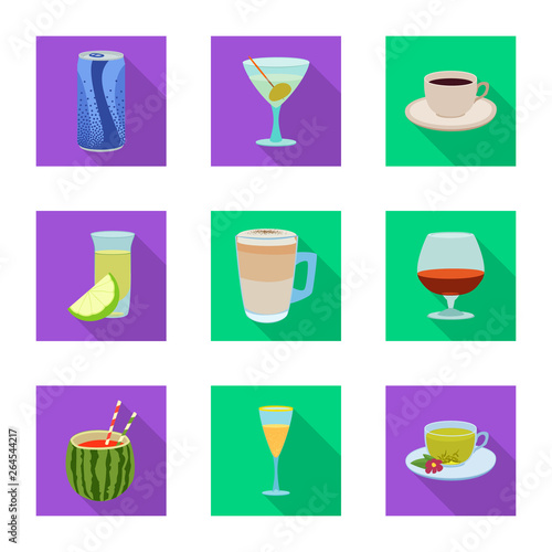 Isolated object of drink and bar logo. Set of drink and party stock symbol for web.