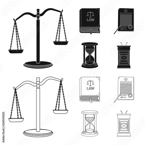 Vector illustration of law and lawyer icon. Set of law and justice stock vector illustration.