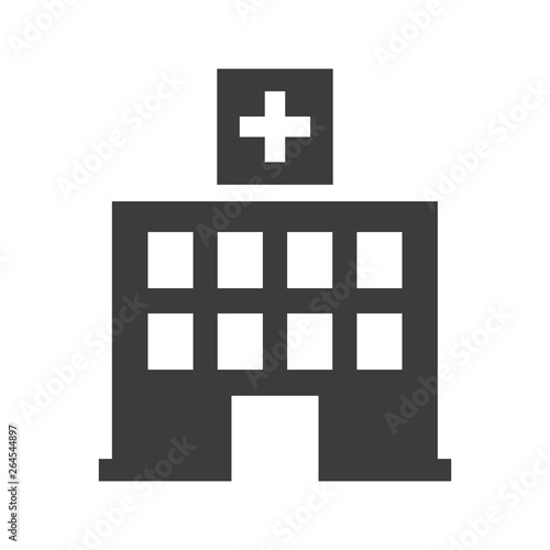 Hospital icon on white background.