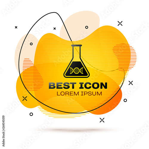 Black DNA research, search icon isolated on white background. Genetic engineering, genetics testing, cloning, paternity testing. Fluid color banner. Vector Illustration