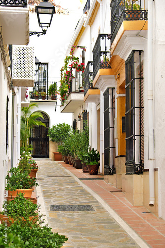 Fototapeta Naklejka Na Ścianę i Meble -  Typical Andalusia Spain whitewashed houses in old town of Marbella
