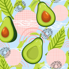 Acrylglasbilder Avocadomuster Modernes Avocado Muster Floral Collage  © CoCoArt_Ua