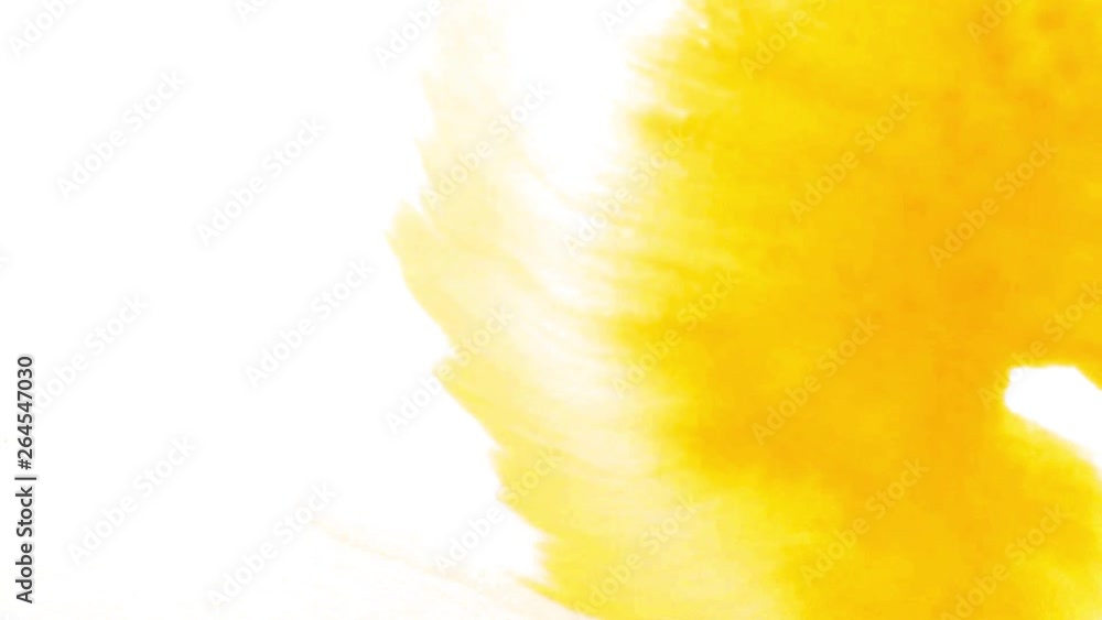 Splashes of bright watercolor paint on a wet white background, abstraction