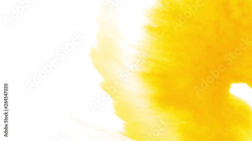 Splashes of bright watercolor paint on a wet white background, abstraction