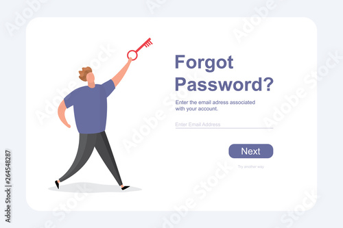 The man with the key in hand, forgot password-text,security web page template