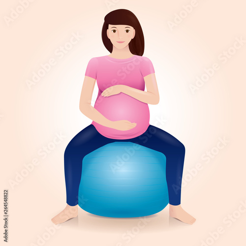 pregnant mother doing exercises on gym ball