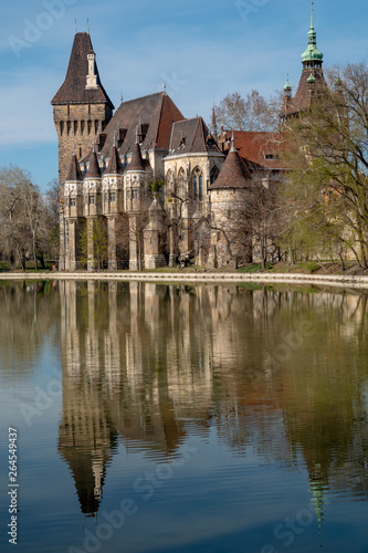 Vajdahunyad Castle and the lake in Budapest, Hungary