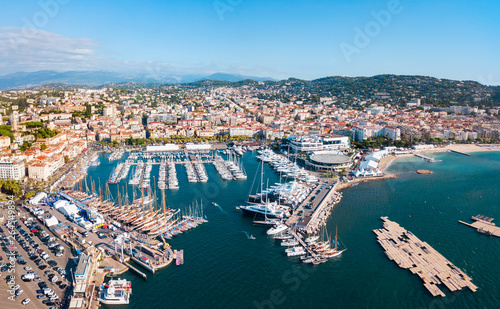 Cannes aerial panoramic view, France