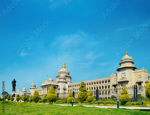 The Vidhana Soudha located in Bangalore, is the seat of the state legislature of Karnataka photo