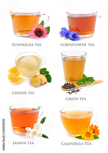 Collage of herbal tea. photo