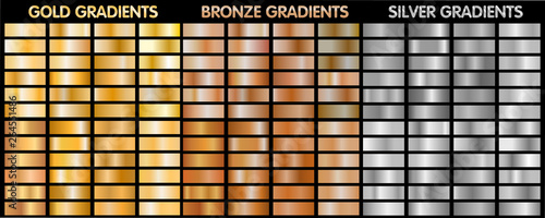 Gold, silver, bronze metalic gradients