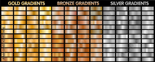 Gold, silver, bronze metalic gradients