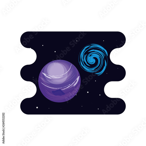 uranus planet with black hole scene space