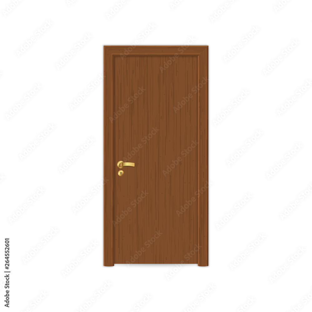realistic wooden door isolated
