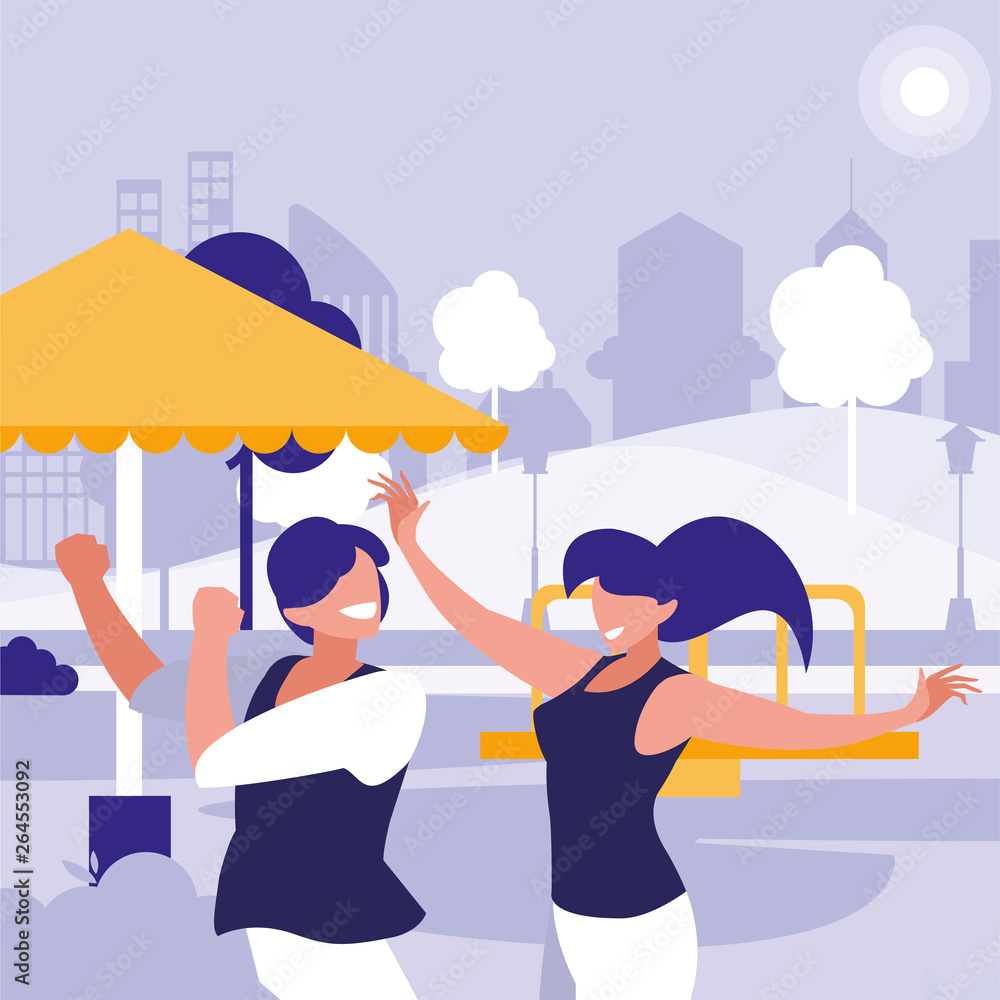 young couple dancing in the park characters young couple dancing in the park characters