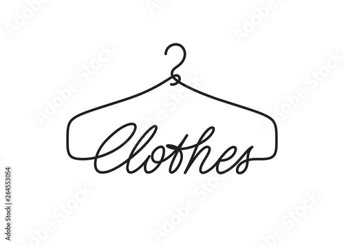 Creative Clothes logo design. Vector sign with lettering and hanger symbol