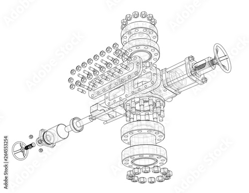 Blowout preventer. Vector rendering of 3d