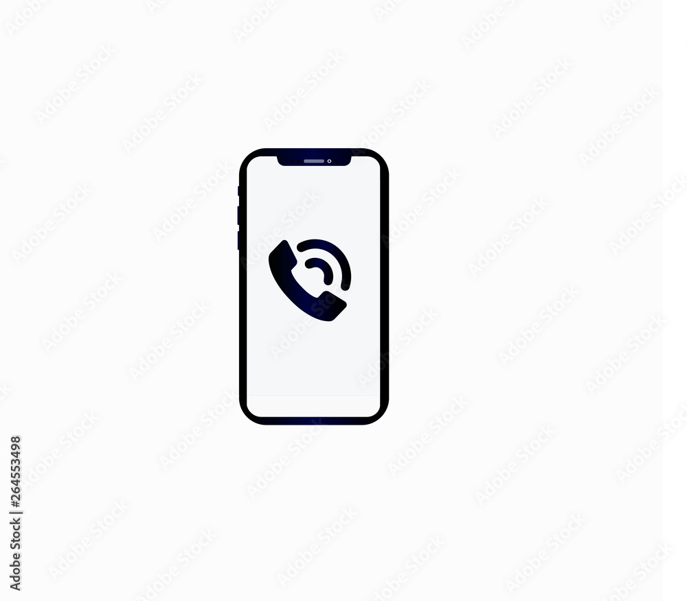Smartphone and handset web icon - incoming call isolated. Smartphone and handset web icon - incoming call isolated.