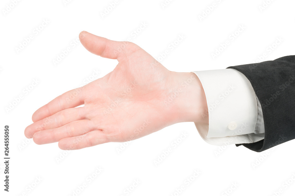 Offering for handshake gesture isolated with clipping path Offering for handshake gesture isolated with clipping path