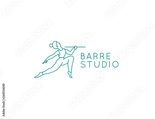 Vector abstract logo design template in trendy linear minimal style - barre studio