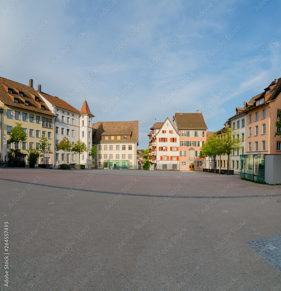 the Herrenackerplatz Square in the historic old town of Schaffhausen in Switzerland