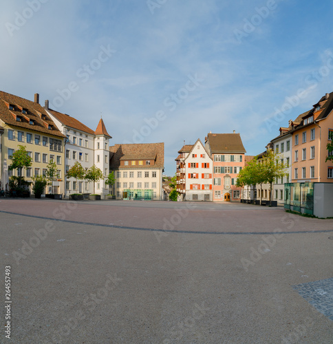 the Herrenackerplatz Square in the historic old town of Schaffhausen in Switzerland