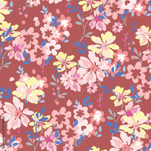 Fashionable pattern in small flowers. Floral background for textiles.