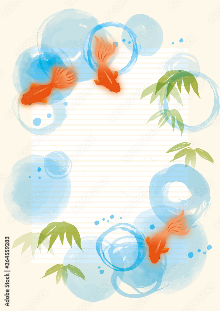 Naklejka premium Print涼しげな金魚のイラスト