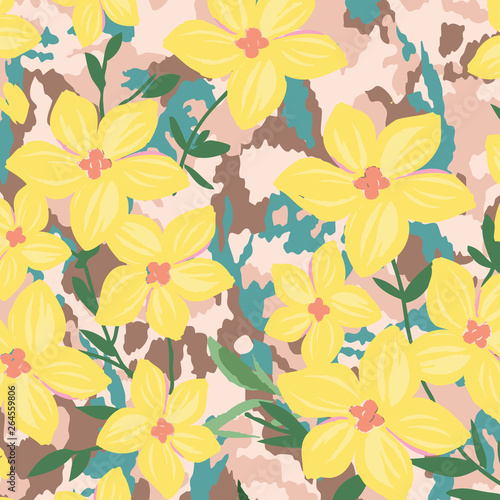 Floral bouquet pattern with small flowers and leaves