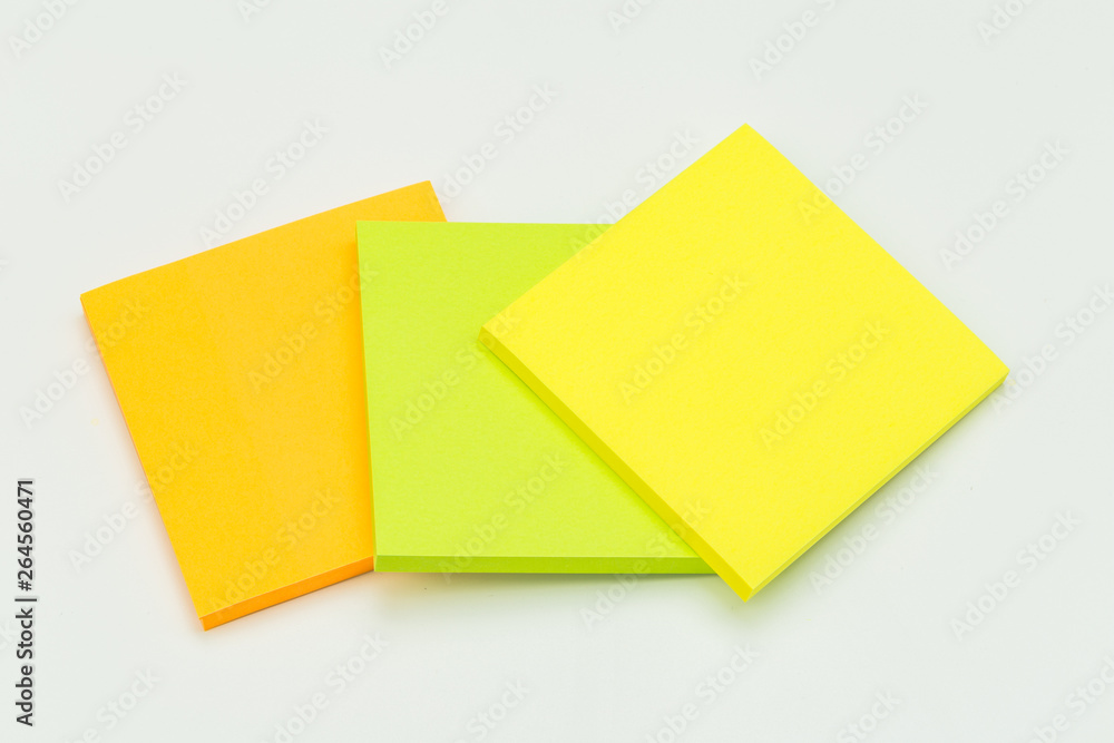 set of colour paper stick note on a white background set of colour paper stick note on a white background