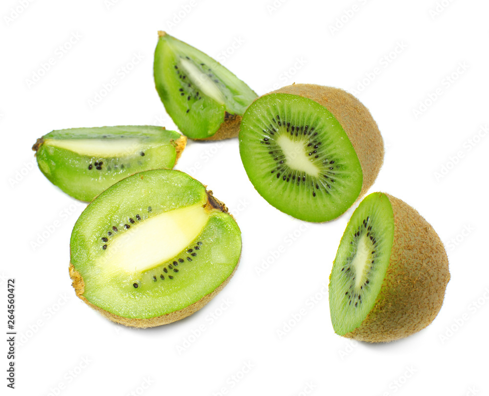 Fototapeta premium kiwi slice isolated on white background