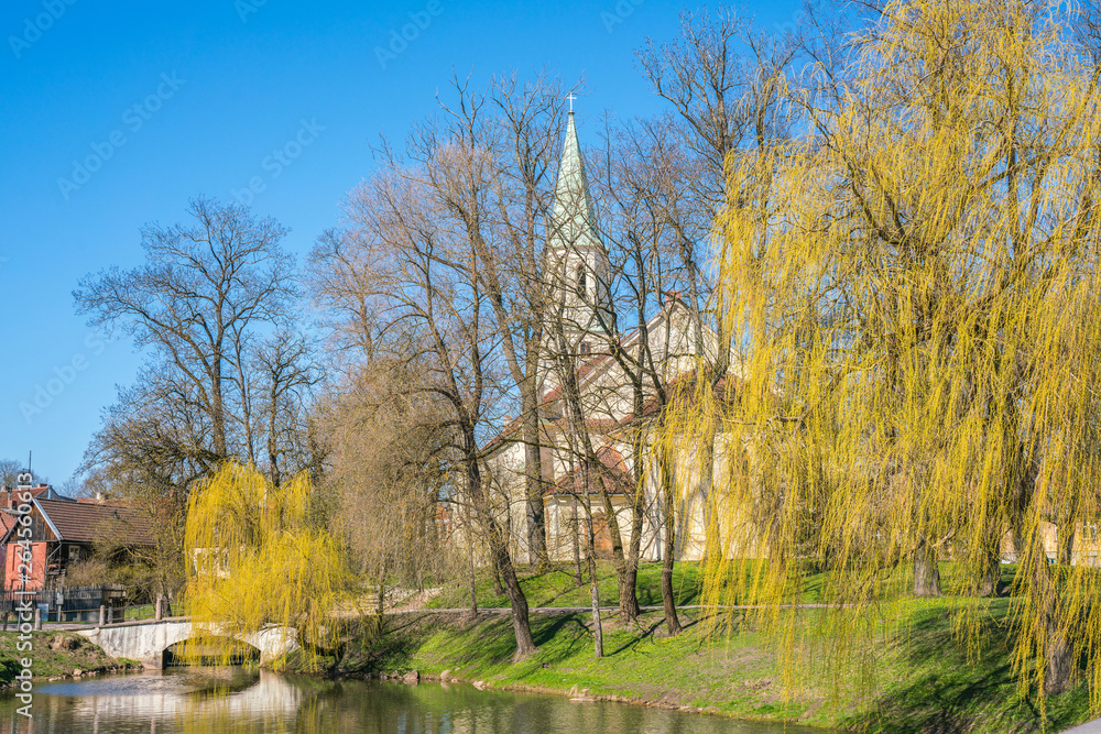 View of the city of Kuldiga in Latvia through the eyes of a tourist.