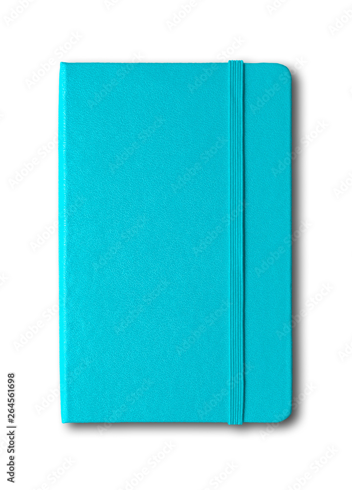 Aqua blue closed notebook isolated on white Aqua blue closed notebook isolated on white