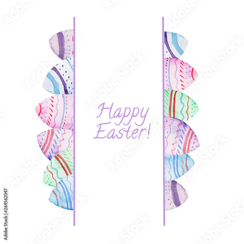 Watercolor Easter frame with colorful eggs